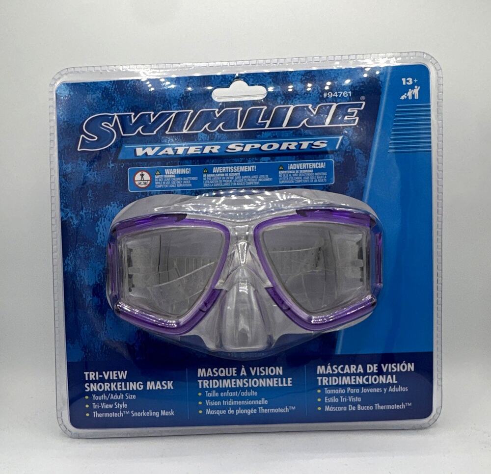 Swimline Tri-View Adult Snorkeling Mask Purple/Clear MPN 94761